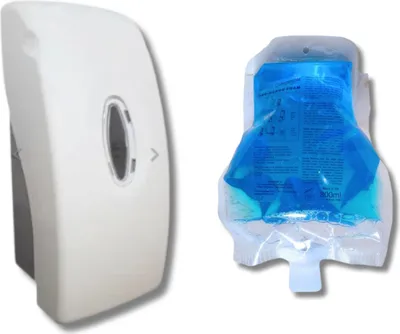 SET Seifenspender Weiß + 800ml Flüssigseife Kartusche von Proandre mit Ecolabel