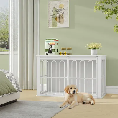 Image de cage pour chien - chenil - cage pour chien - cage pour petits chiens - cage en bois - double porte coulissante