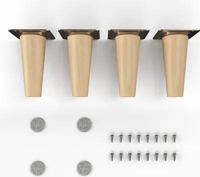 Produktbild von 4x sossai Holzfüße rund - gerade Ausführung 10cm Buche Öl-Finish