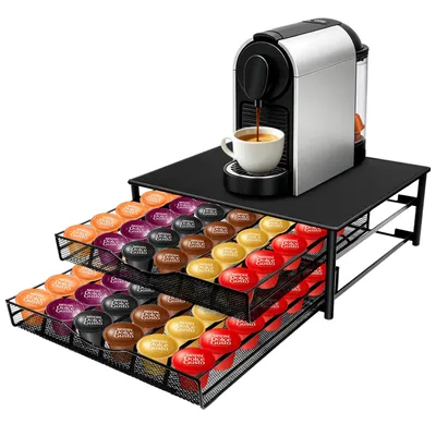 Produktbild von OZAVO Kaffeekapselhalter Kapselständer mit 2 Schubladen für 72 Kapseln Kapselhalter Kapselspender als Unterlage für Kaffeemaschine