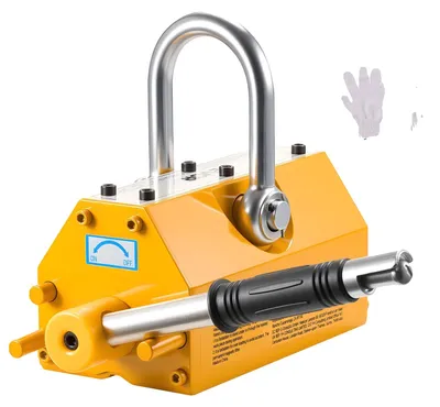 Image de VEVOR Aimant de levage Aimant de levage permanent 600 kg Force de traction Aimant de levage avec poignée de déverrouillage & crochet en acier, dans les grues d'atelier et les engins de levage, pour soulever des plaques d'acier, des planches