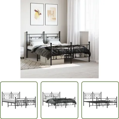 Produktbild von The Living Store Bettgestell mit Kopf- und Fußteil Metall Schwarz 135x190 cm