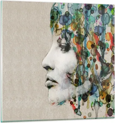 Produktbild von Bilder auf glas - Gesicht Frau - 60x60cm - Glasbilder - Wandbilder - Bilder - Kunstdruck - zum Aufhängen bereit - Wanddekoration aus Glas - Glas Bilder - Wandbild auf Glas - Einteilig - GAC60x60-3533