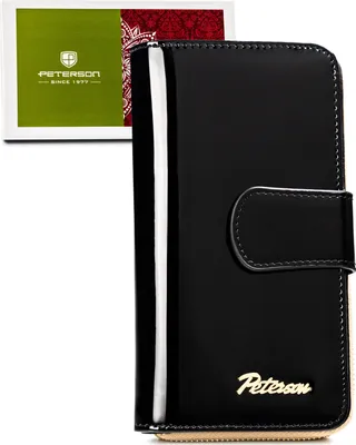 Obrázek produktu pro Peterson Dámská peněženka z lakované přírodní kůže černá RFID 16,5x9,5 cm