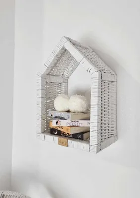 Zdjęcie produktu dla WikliBOX - Wiklinowy domek - szafka ścienna biała mała 25x15x36H