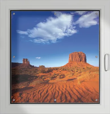 Produktbild von Wallario Lichtschutzbild, Dekorativer Sichtschutz Sonnenschutz 96 x 93 cm mit Motiv: Monument Valley am Abend I - Verdunklung ohne Bohren
