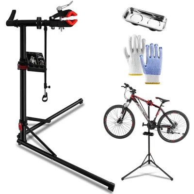 Produktbild von Fahrradreparaturständer Fahrradwerkständer Montageständer - 50 kg - 94 bis 157 cm - Klappbar - Mit magnetischer Ablage