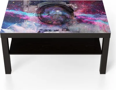 Produktbild von DEQORI Couchtisch 90x55 cm Schwarz 'NASA Astronaut in Nebula' Glas Beistelltisch