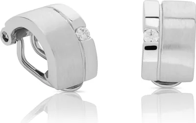 Produktbild von Paar 925 Sterling Silber Ohrclip rhodiniert Teilmatt 9x4mm Ohrringe 4896