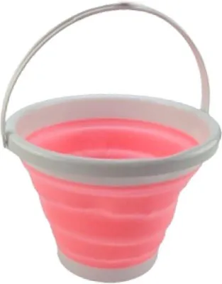 Immagine prodotto di Secchio pieghevole senza coperchio, capacità 3 litri, colore rosa, compatto, ideale per uso domestico e campeggio