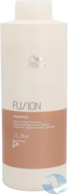 A bottle of Wella Professionals Fusion Intense Repair Shampoo.