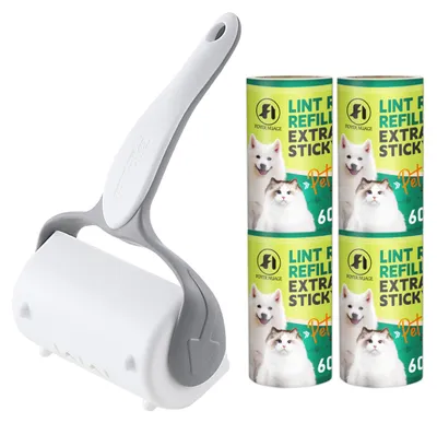 Produktbild von Fusselroller Flusenroller Tierhaarroller - Extra klebrig - 300 Blatt - 1 Griff mit 5 Nachfüllrollen - Für Haustiere