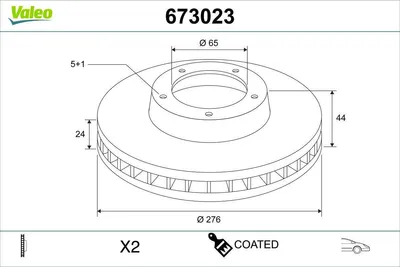 Produktbild von 2x VALEO Bremsscheiben Vorne für VW POLO (AW1, BZ1) 276mm 673023