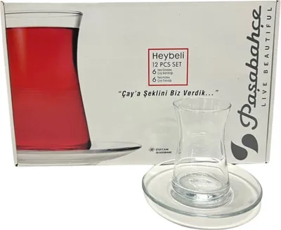 Immagine prodotto di Pasabahce Set di 6 bicchieri da tè con piattini Servizio da tè Elegante servizio da tè