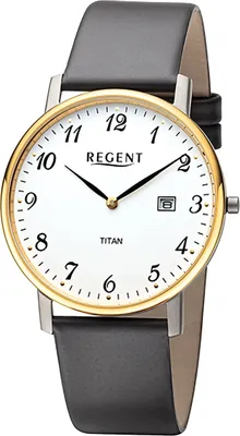 Produktbild von Regent Herren Uhr Lederarmband Leder Armbanduhr Analog dunkelgrau URF1562