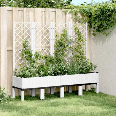 Produktbild von "2026 Promotion" Hochbeet - Pflanzkübel - mit Rankgitter - Weiß 160x40x142 cm - PP - Beete CC22354