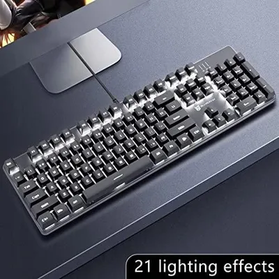 Zdjęcie produktu dla Klawiatura mechaniczna do gier przewodowa podświetlenie LED czarna 104