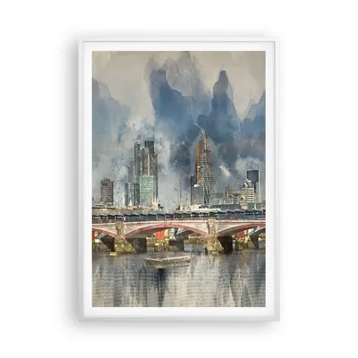Produktbild von Gerahmtes Poster - Weißer Rahmen - London Aquarell Panorama - 70x100 cm - Wand Bild - Wanddeko - Wandbilder - Kunstposter - Wandposter - Bilderrahmen - Bilder - Kunstdruck - P2WPA70x100-4594