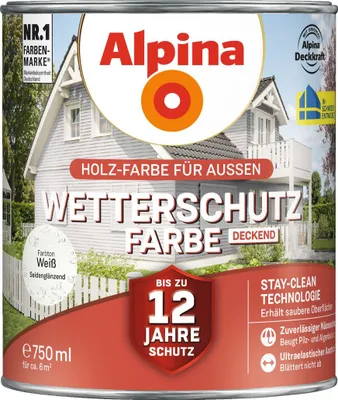 Produktbild von Alpina Wetterschutzfarbe 0,75 L weiß