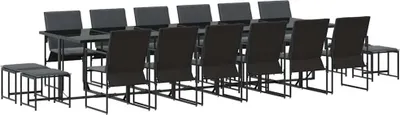 Immagine prodotto di vidaXL Set da pranzo da giardino 17 pezzi in acciaio nero