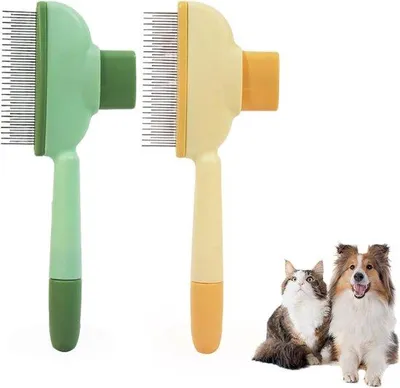 Produktbild von Famanu Katzenbürste 2er Set - Selbstreinigend, für Entwirren und Flohentfernung