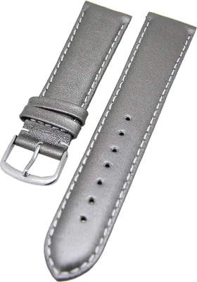 Produktbild von Uhrenarmband Kalbleder Silber mit weißer Naht gepolstert 22mm Donschließe