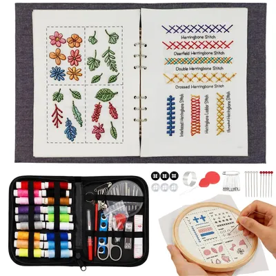 Stickbuch, grau, 13-teilig, Stickvorlagen-Set