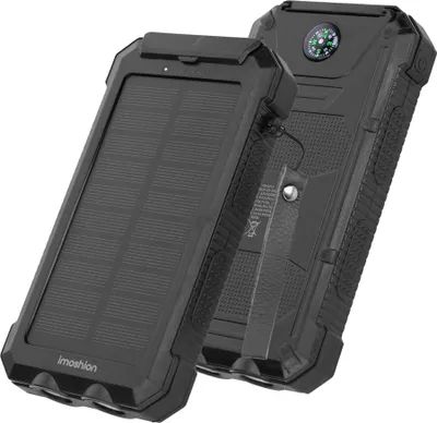 Image de imoshion Solar Powerbank 20 000 mAh - Banque d'énergie sans fil alimentée par l'énergie solaire - Charge rapide et livraison d'énergie - Noir