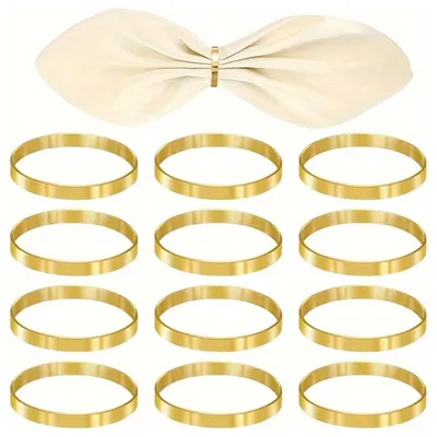 Produktbild von 12 goldene Serviettenringe aus Metall, elegante Dekoration für den Tisch