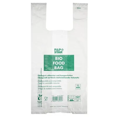 Produktbild von Hemdchen-Tragetaschen, Bio-Folie 55 cm x 28 cm x 20 cm transparent Knotenbeutel auf Rolle