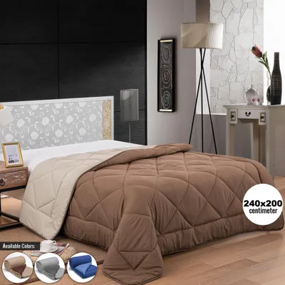 Produktbild von Herzberg HG-2420BCO: Zweifarbige Mikrofaser-Bettdecke - 240x200cm Grau