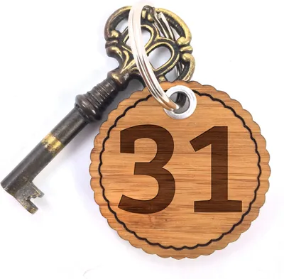 Produktbild von Mr. & Mrs. Panda Anhänger 31 - Geschenk, Buchstaben, Zimmer, Hotel, Schlüsselanhänger Holz, Holzanhänger, Taschenanhänger, Alphabet, Zahlen, Zeichen
