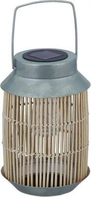 Image de Lampe solaire en métal et rotin