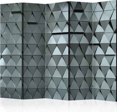 Produktbild von Akusticher Raumteiler 3D Effekt Abstrakt Foto Paravent 225x172 cm beidseitig auf Vlies-Leinwand bedruckt Akustikschaum Trennwand Spanische Wand Sichtschutz Home Office geometrisch f-A-0478-z-c