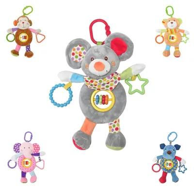 Produktbild von Lorelli Baby Kuscheltier Activitiy Spielzeug Plüsch, Greifling, C-Ring ab Geburt grau