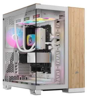 Produktbild von CORSAIR Geh Midi 6500X (Tempered Glass) White/Bamboo Wood