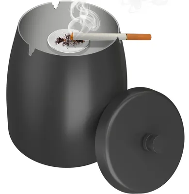 Produktbild von Aschenbecher mit Deckel - Windfest für den Außenbereich - Edelstahl Schwarz