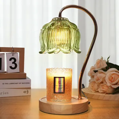 Produktbild von Duftlampen mit Timer 2/4/8h, 3 Dimmstufen Nachttischlampe, 35W Wachsschmelzer Tischlampe aus bemaltem Glas, für Duftwachs im Schlafzimmer & Wohnzimmer