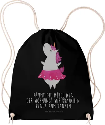 Produktbild von Mr. & Mrs. Panda Stoffbeutel Einhorn Ballerina - Schwarz - Geschenk, wander rucksack, Unicorn, Lebensfreude, Jutebeutel, Einhörner, Wohnung, Turnbeutel, Geburtstag