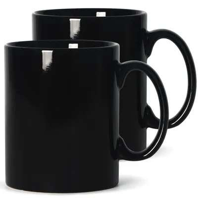 Immagine prodotto di Tazza da caffè, capacità 650 ml, set da 2, Vetroceramica, colore nero, grande capacità, manico grande