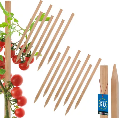 Produktbild von KOTARBAU® 15er Set Pflanzstäbe 25cm Tomaten & Gurken Rankhilfe Tomatenstäbe Holzpfähle Holzstäbe Pflanzenstütze Holzpfosten  aus Buchenholz Natürlich