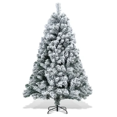 Produktbild von Faziango 180cm Künstlicher Weihnachtsbaum mit Schnee, inkl. Metallfuß mit 860 Spitzen PVC Nadeln, Christbaum Tannenbaum PVC, Weiß