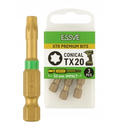 Obrázok produktu pre ESSVE XTR Vysokokvalitné skrutkovacie bity pre profesionálov Bity Torx TX20 50 mm