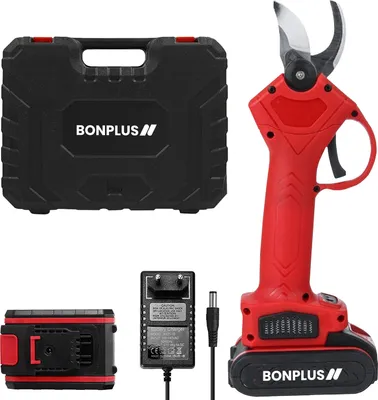 Produktbild von Bonplus BP | Akku-elektrische Gartenschere | Elektrischer Astschneider | Gartenschere für Hecken | Drahtlose Batterien | Tragetasche