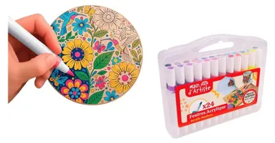 Productafbeelding van Kunstenaarspenseelset, doos met 24 acrylverf stiften, geschikt voor diverse oppervlakken