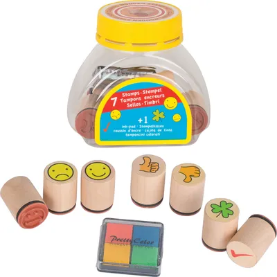 Produktbild von Holz-Stempel Lehrer-Mix Motivationsstempel 7 Stück mit Stempelkissen von goki