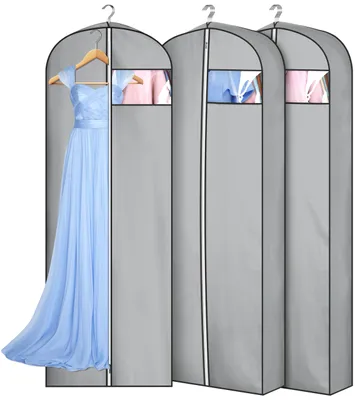 Produktbild von 3-teiliger Kleidersack, 165 cm lang, Kleidersack mit Reißverschluss, Reisekleidersack für Mäntel, Jacken, Kleider und Abendkleider.