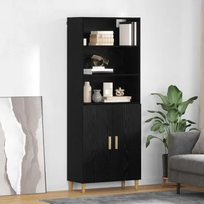 Immagine prodotto di vidaXL Credenza alta nero effetto rovere 69,5 x 32,5 x 180 cm