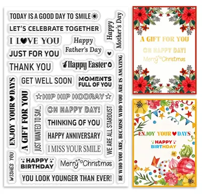 Produktbild von Silikonstempel-Set mit Motiven für Karten und Scrapbooking
