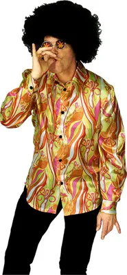 Produktbild von K31292404-46-48-A orange-bunt Herren Hippie Hemd Discohemd Gr.46-48